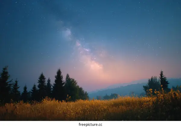 Night Sky Milky Way Over a Field