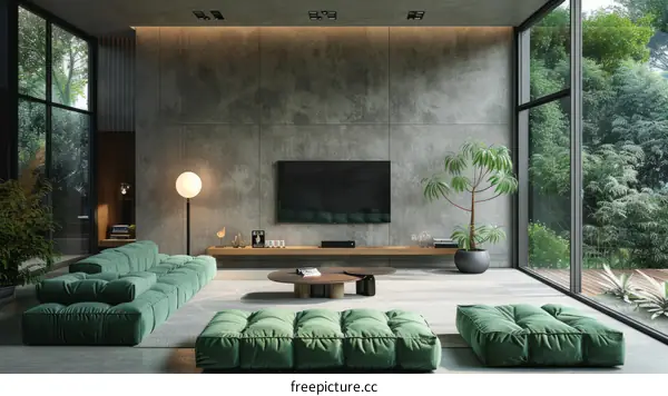 Modern Minimalist Living Room Interior with Neutral Tones