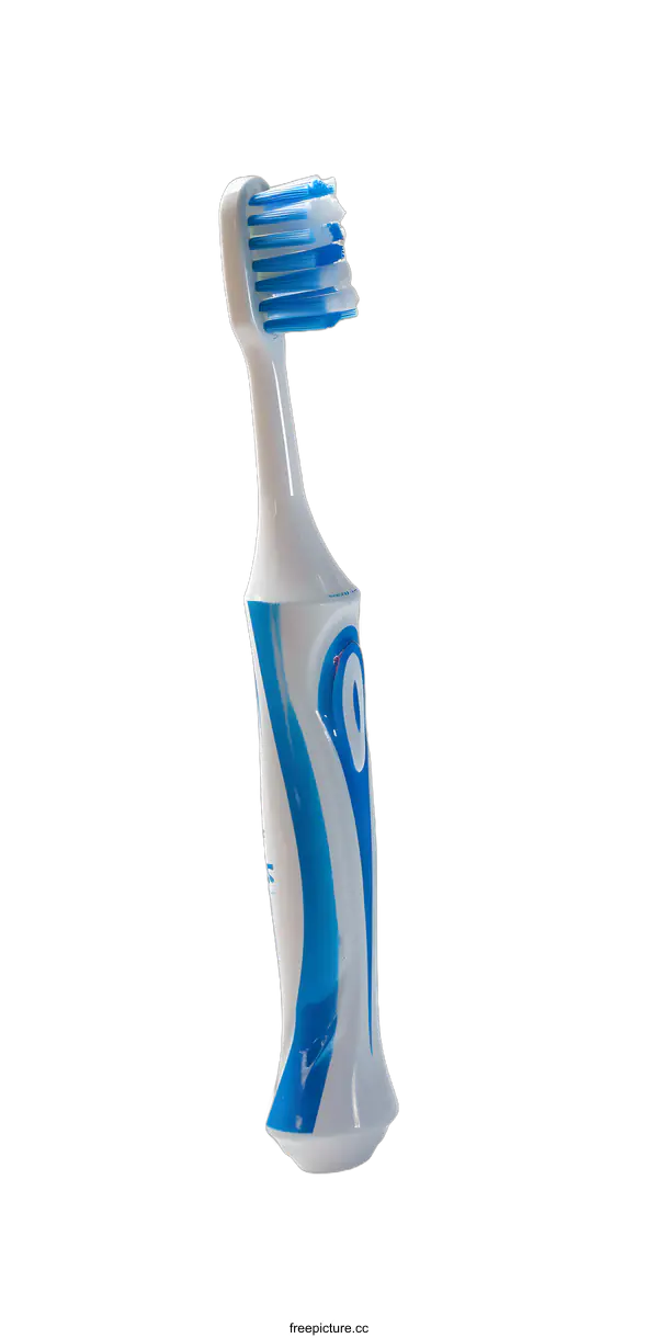 [Transparent Background PNG]Blue and White Toothbrush on White Background