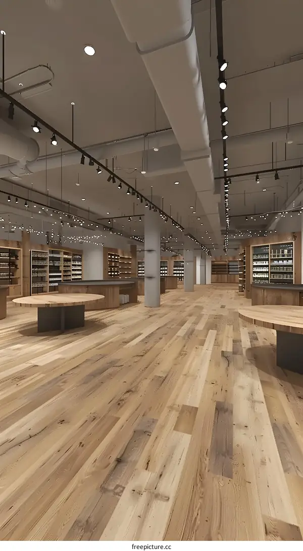 Modern Interior Design with Wood Flooring and Shelving