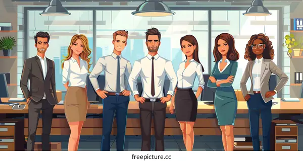 Group of business people standing in an office