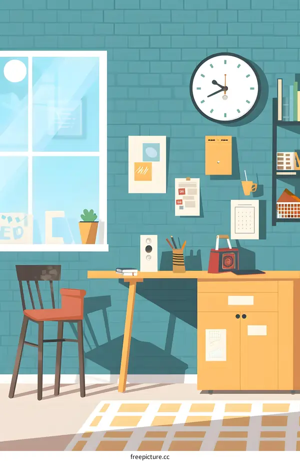 Modern Minimalist Home Office Illustration