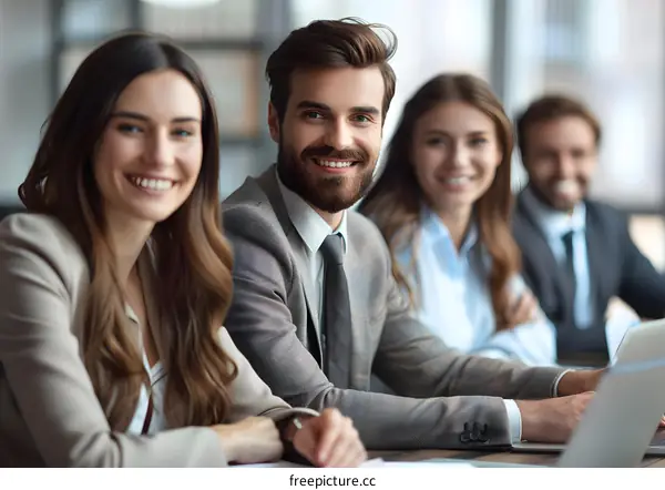 A group of business professionals in a meeting