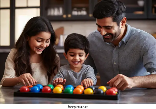 Happy Family Playing Educational Game