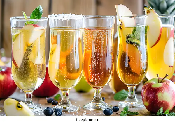 Apple Cider Mimosas with a Festive Touch