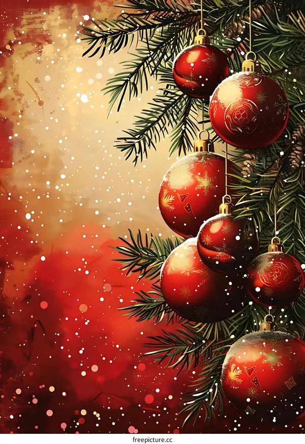 Christmas Tree With Red And Gold Ornaments