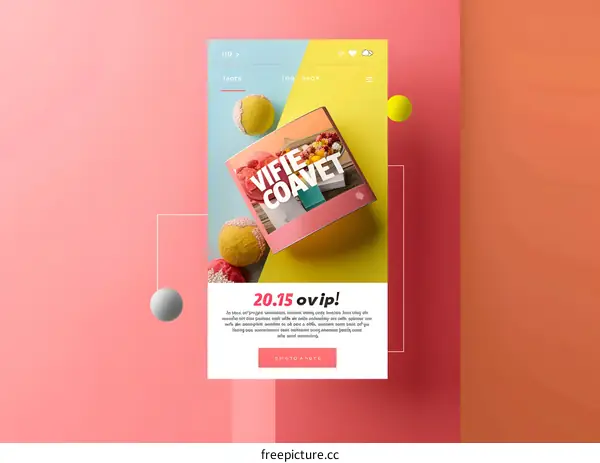 Colorful Mobile App Design With Yellow and Pink Background