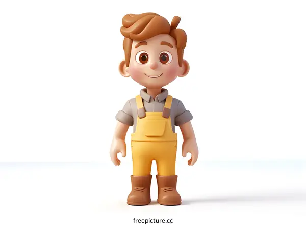 3D rendering of a cute farmer boy