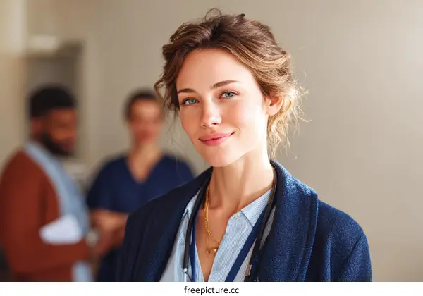 Confident Female Doctor Portrait in Medical Setting