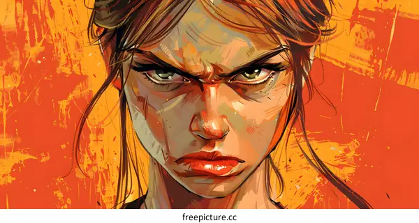 Illustration of a womans face with an angry expression