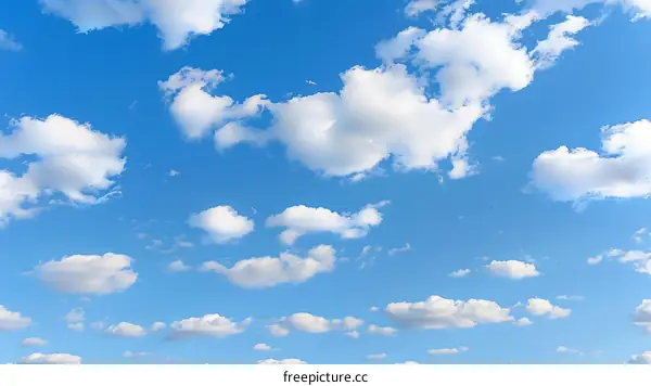 Beautiful Blue Sky with White Fluffy Clouds