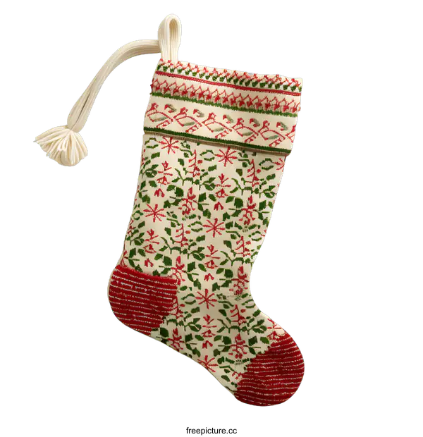 [Transparent Background PNG]Red Green and White Christmas Stocking
