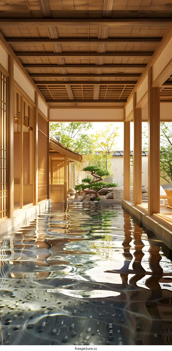 Traditional Japanese Bathhouse Interior