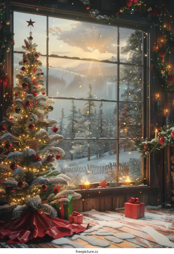 Cozy Christmas Cabin with a Sparkling Tree