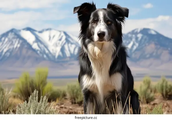 Border Collie in Mountainous Landscape
