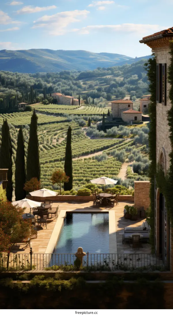 Italian Villa with Pool and Vineyard View