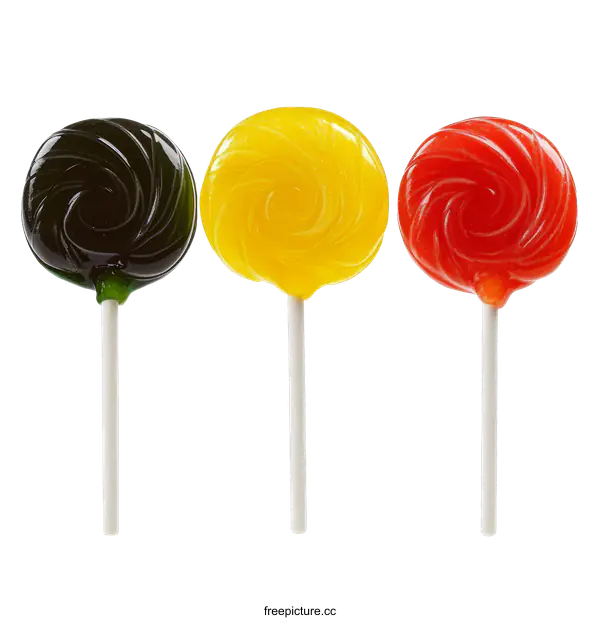 [Transparent Background PNG]Colorful Swirl Lollipops on White Background
