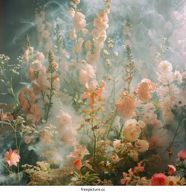 Colorful Flower Arrangement with Smoky Background