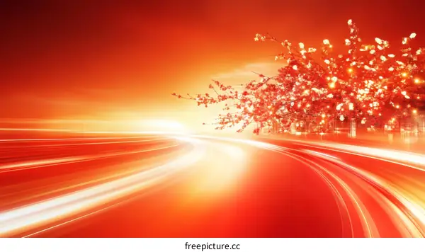 Vibrant Cherry Blossom Night Road