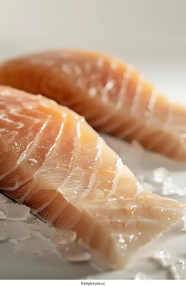 Fresh fish fillets on ice