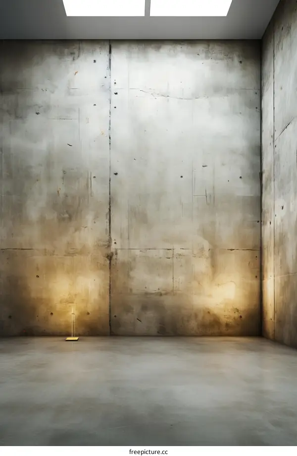 Empty Concrete Room with Lamp
