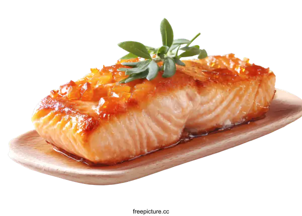 [Transparent Background PNG]Deliciously Cooked Salmon with Glaze
