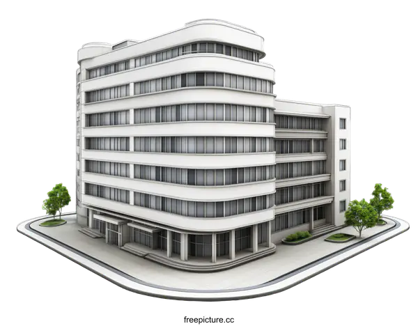 [Transparent Background PNG]Modern Architectural Building Design Illustration