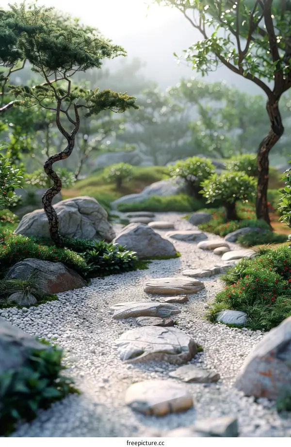 Peaceful Zen Garden Pathway Illustration