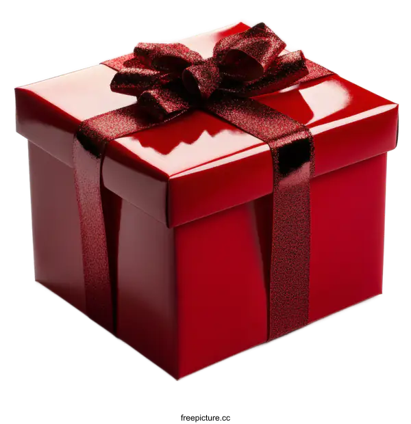 [Transparent Background PNG]Red Gift Box with Festive Ribbon