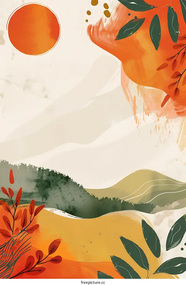 Abstract Landscape with Orange and Green Colors