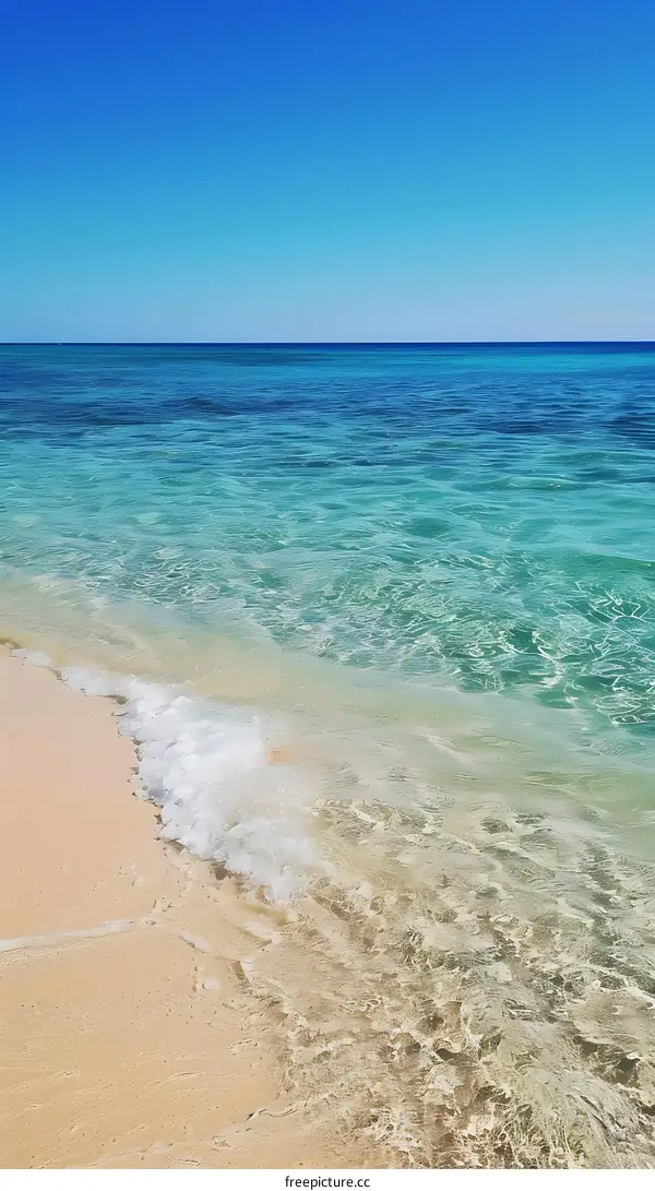 Clear Blue Water and Sand Beach Scene
