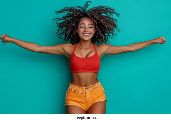 Joyful Woman in Athletic Wear