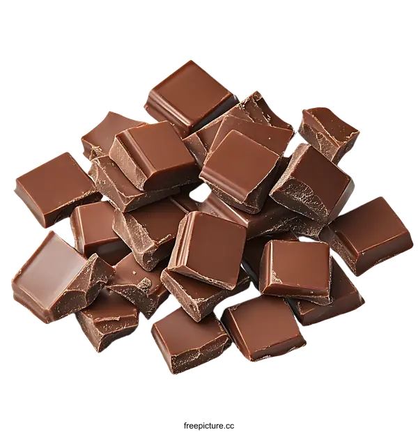 [Transparent Background PNG]Chocolate Pieces Close-up on White Background