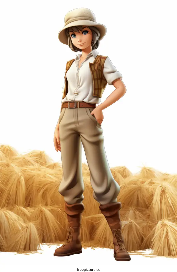 Female Farmer Standing in a Wheat Field