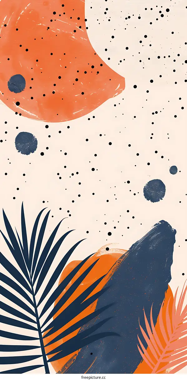 Abstract Illustration With Palm Leaves and Dots