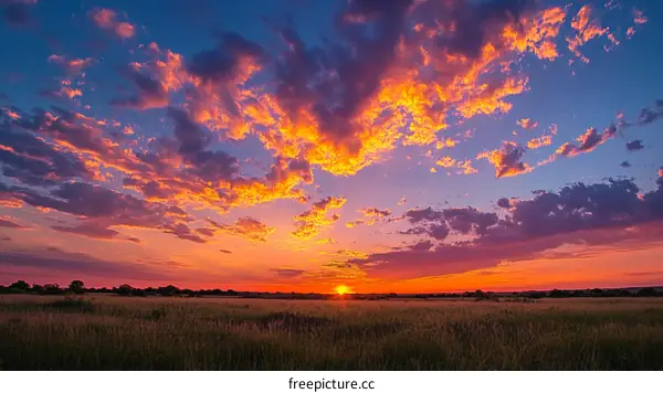 Stunning Sunset Over a Golden Field