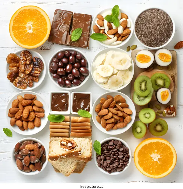 Healthy Breakfast Food with Fruits and Nuts