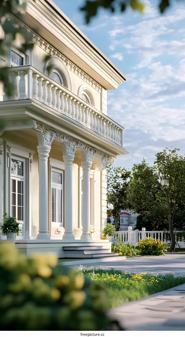 Classical Architecture Exterior with Balconies and Columns
