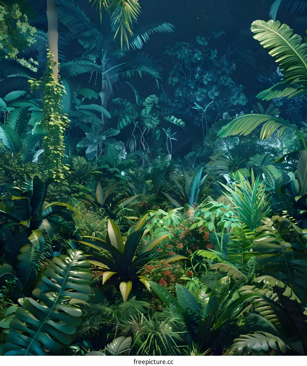 Tropical Rainforest Night Scene