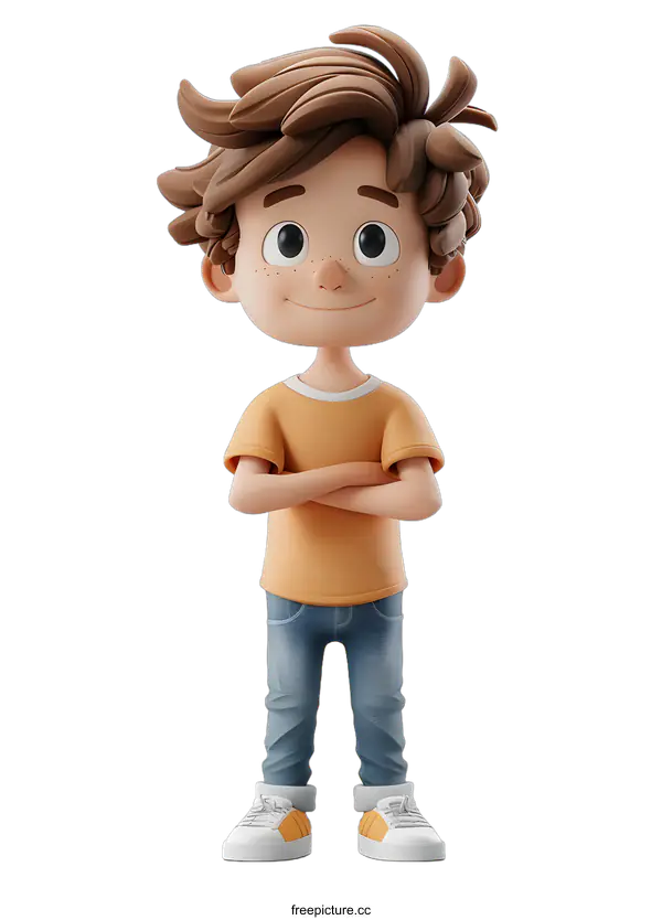[Transparent Background PNG]3D rendering of a cute cartoon boy