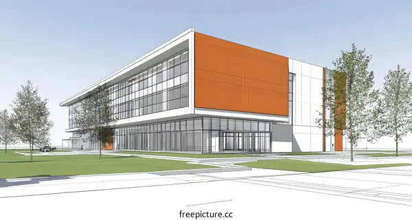 Modern Office Building Architectural Sketch