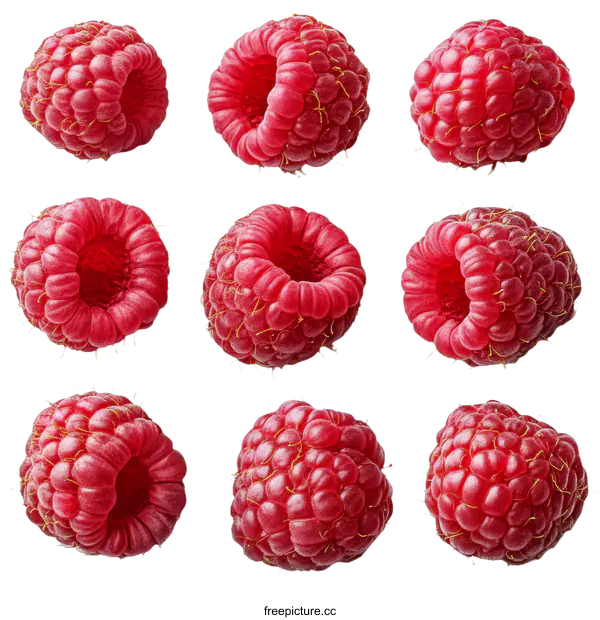 [Transparent Background PNG]Close Up Collection of Fresh Raspberries