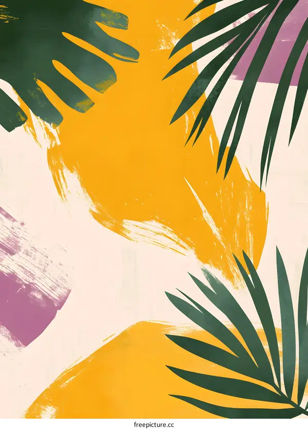 Abstract Tropical Palm Leaves Background