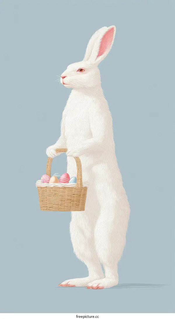 White Rabbit Carrying Easter Basket