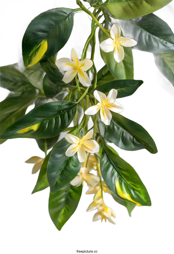[Transparent Background PNG]Close Up of White Flowers and Green Leaves