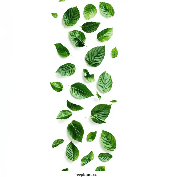 Fresh Green Leaves Falling Pattern Background