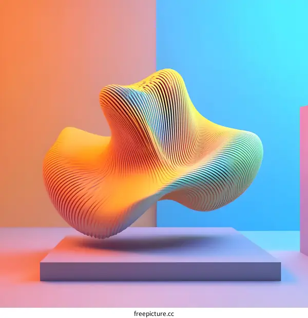 Abstract 3D Render Of Geometric Shape In Pastel Colors