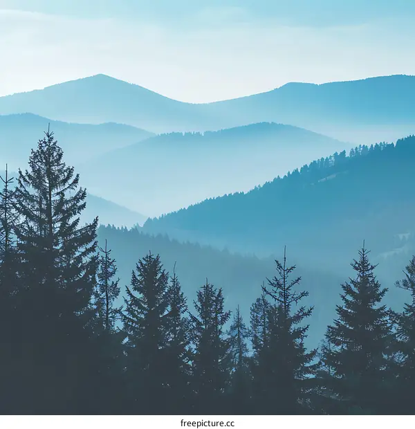 Blue Mountains with Foggy Sky