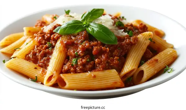 Delicious Italian Penne Pasta with Meat Sauce