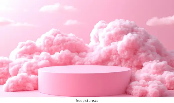 Pink Cloud Display Stand Minimalist Scene